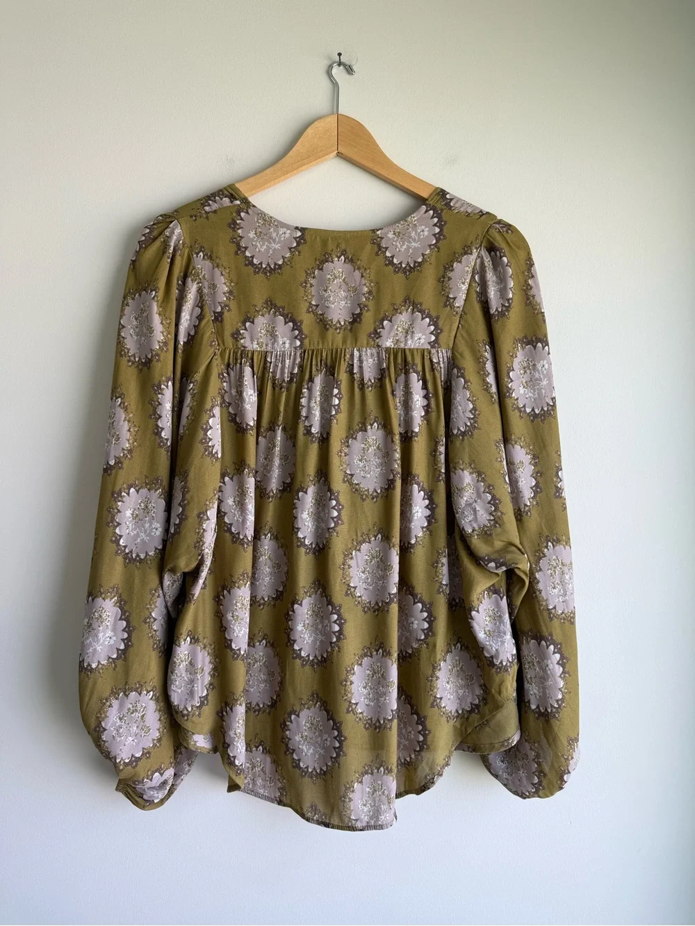 Free People Cowling Around Top Small Goldenrod Combo Cowl Neck Boho Blouse